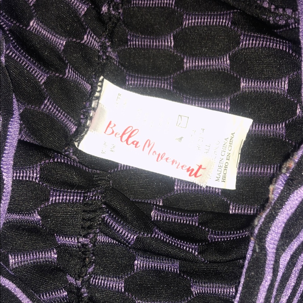 Bella Movement Chic Black and Purple Patterned Bike Shorts - Picture 2 of 3